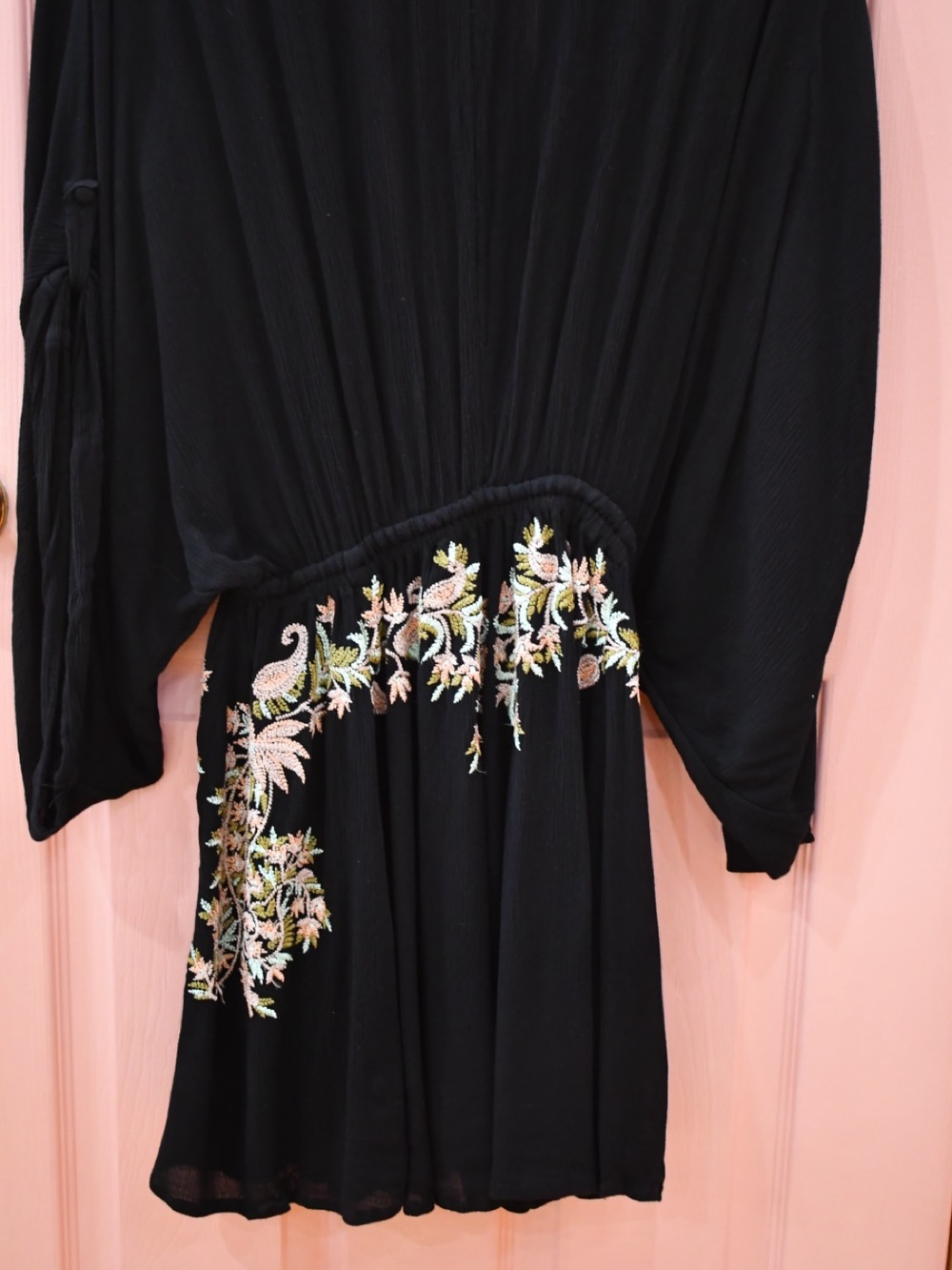 Free People Black Mini Dress with Floral Embroidery M - Picture 8 of 8